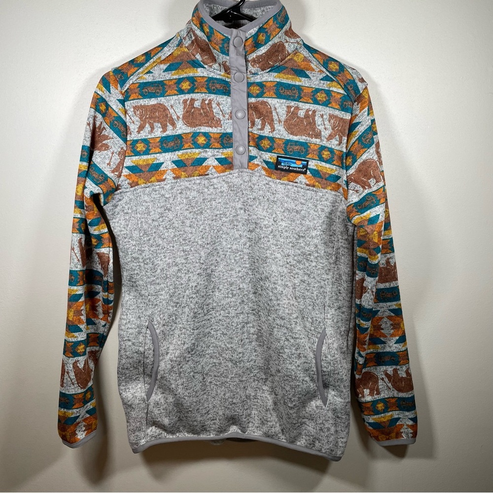 Women's Simply Southern Pullover Aztec Bears Adult Small Outdoors Hiking Jacket